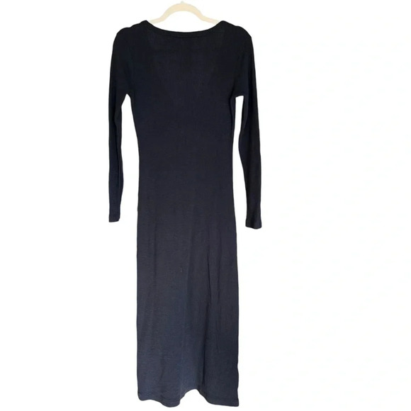 Standard James Perse Waffle Knit Long Sleeve Maxi Dress Abyss Dark Grey 1 Cozy - Picture 6 of 9